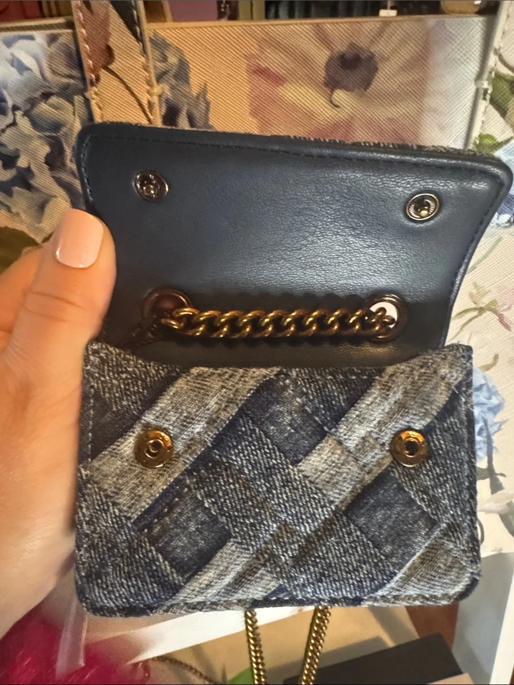 Kurt Geiger Mini Denim Quilted Bag - Blue - Picture 4 of 7